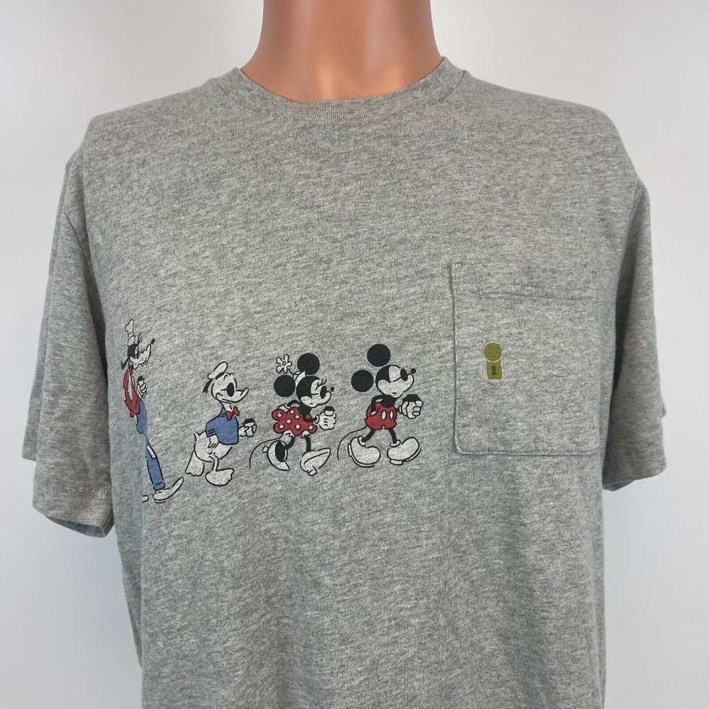 Uniqlo Disney Yu Nagaba Mickey Mouse Goofy Donald Duck Pocket T Shirt Grey M